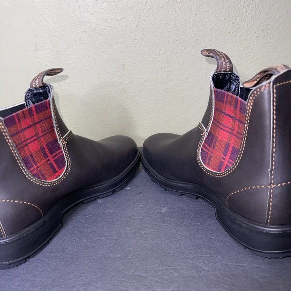 New Women's Blundstone Chelsea Boots Size 10 Stout Brown Tartan Plaid Hiking - Picture 7 of 11